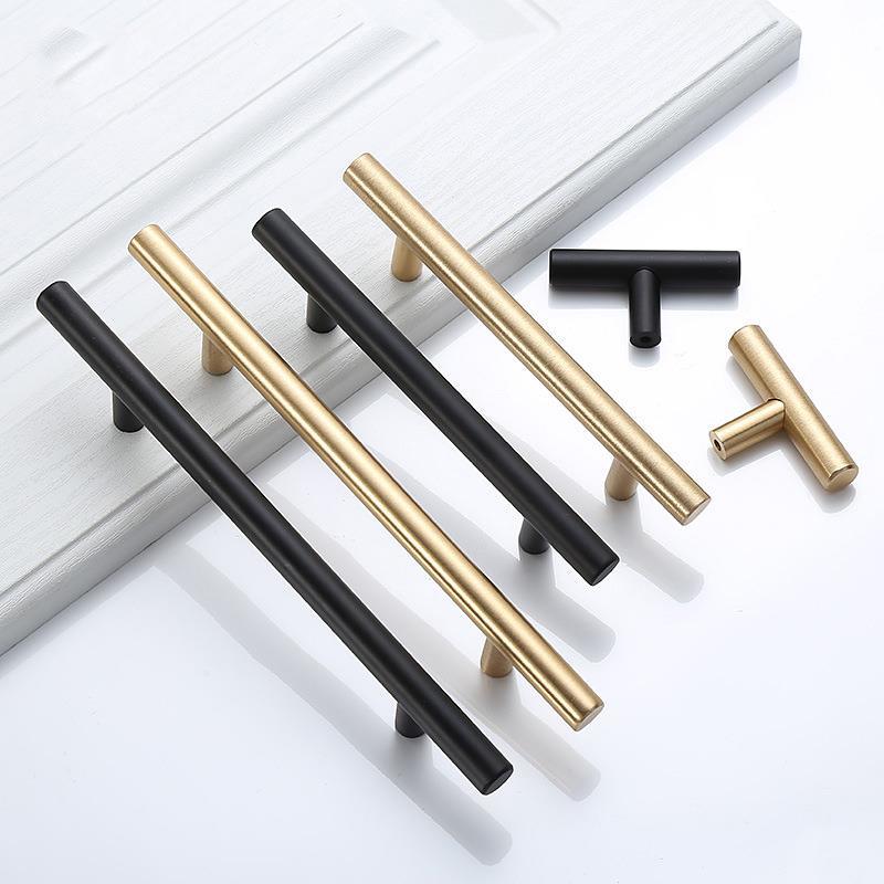 Furniture Rotating Hardware - Moderno ouro escovado armário reto alças
