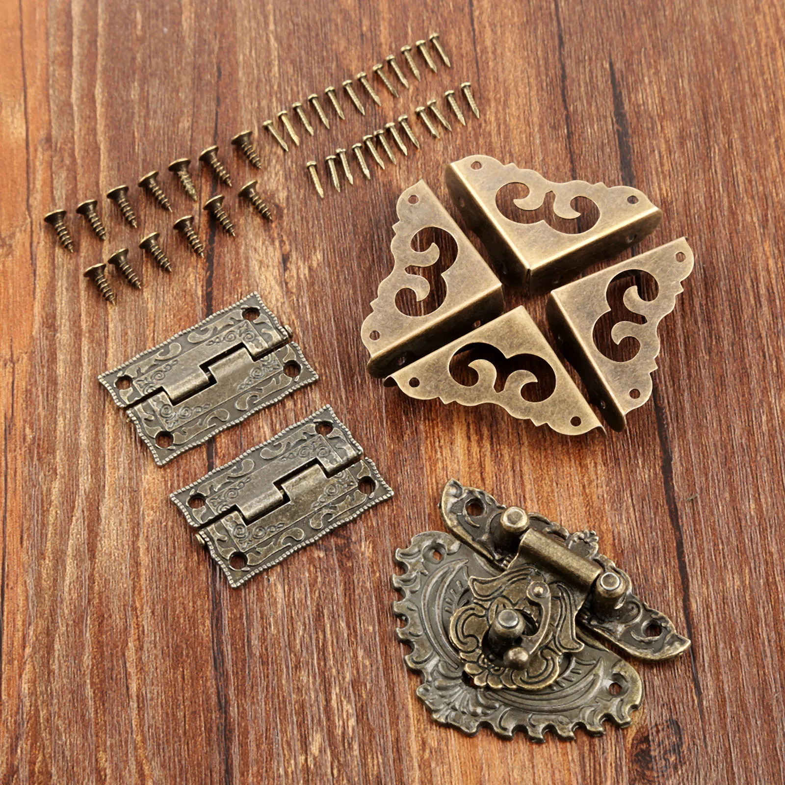 Furniture Hardware Hinges - 7 pçs/set bronze antigo cadeado trava