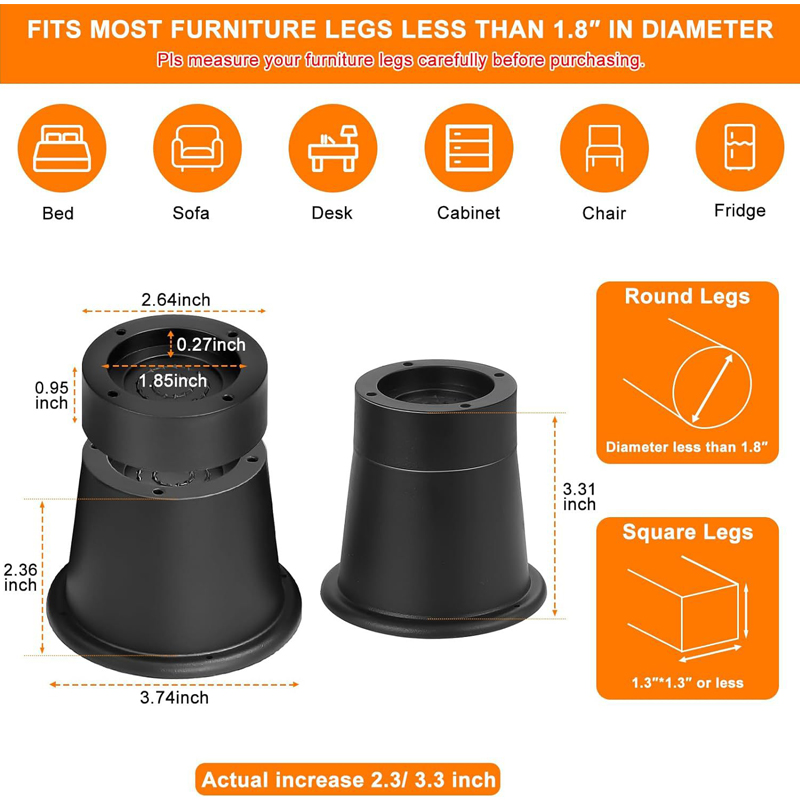 4 pces pesados móveis riser re - Furniture Hardware Legs avaliação e preço